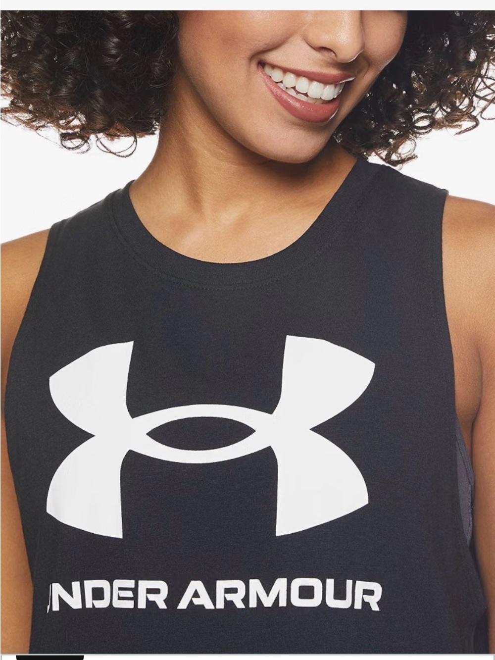 Under Armour Black Muscle Tank with Large White Logo